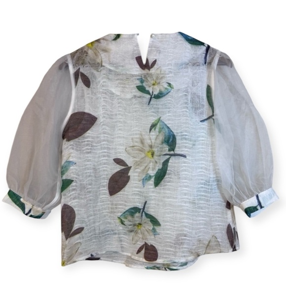 Bysi White Sheer Floral Blouse - Picture 14 of 15